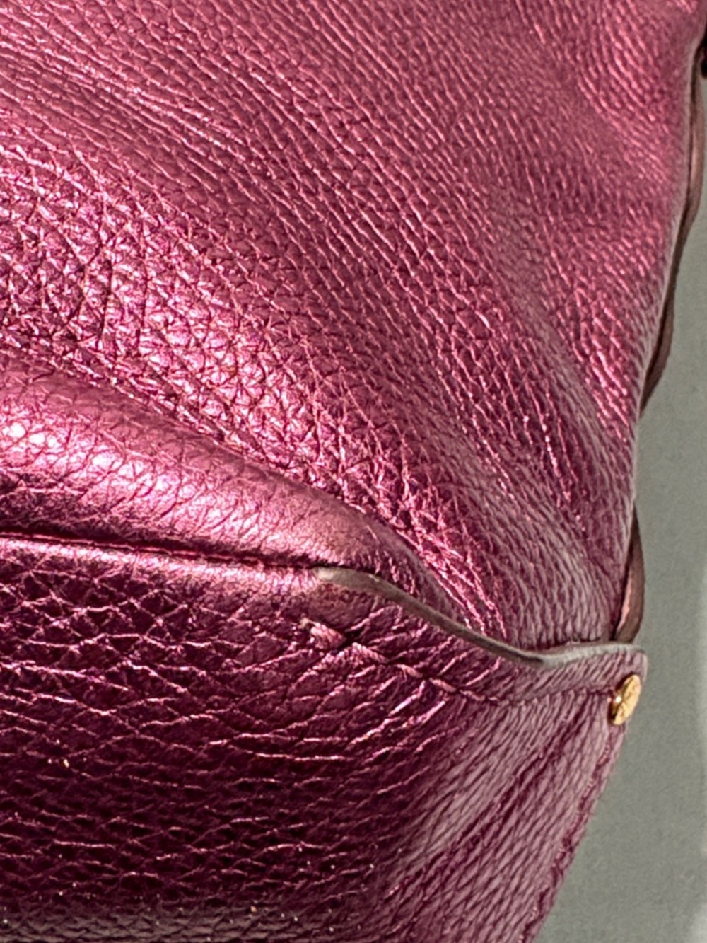 COACH Metallic Berry Magenta Pebble Leather Elle Hobo Shoulder Bag #F87691 - Picture 7 of 13